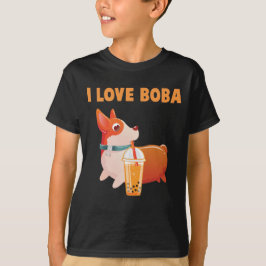Boba Welsh Corgi Pembroke Tea Kawaii Dog T-shirt