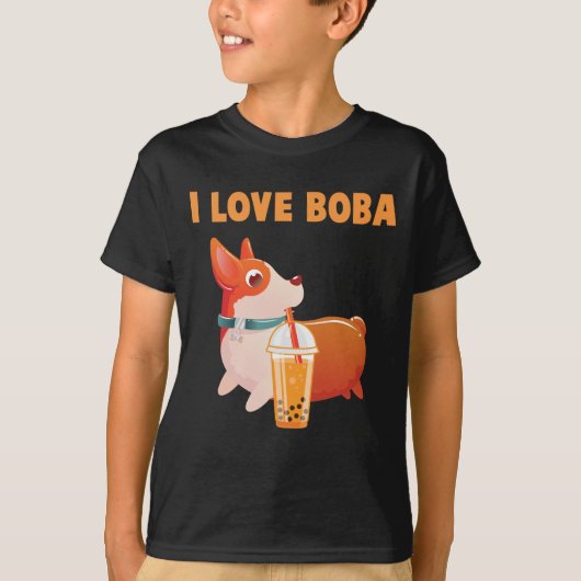 Boba Welsh Corgi Pembroke Tea Kawaii Dog T-shirt (Voorkant)