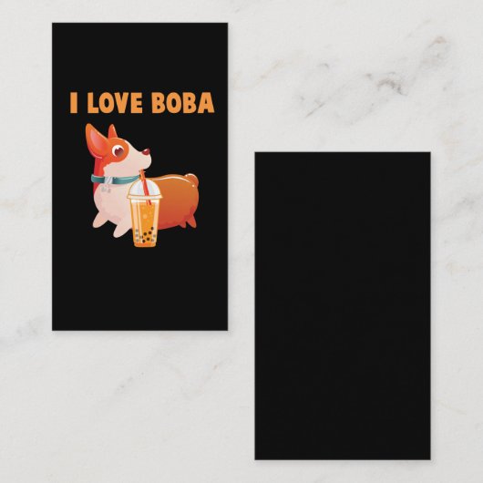 Boba Welsh Corgi Pembroke Tea Kawaii Dog Visitekaartje (Voorkant / Achterkant)
