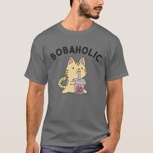 Bobaholic kat Kawaii Bubble Milk Boba Tea T-shirt (Voorkant)