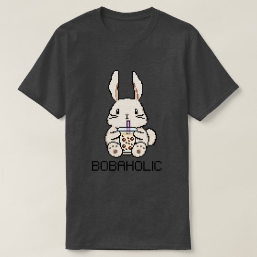 Bobaholic Pixel Bunny houdt van Boba thee T-shirt (Design voorkant)