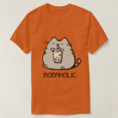 Bobaholic Pixel Chubby Cat Loves Boba Thee T-shirt (Design voorkant)