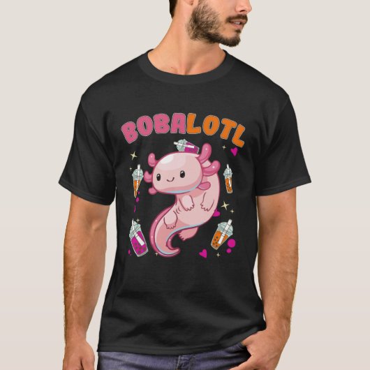 Bobalotl Axolotl Boba Tea Bubble Milk  1 T-shirt (Voorkant)