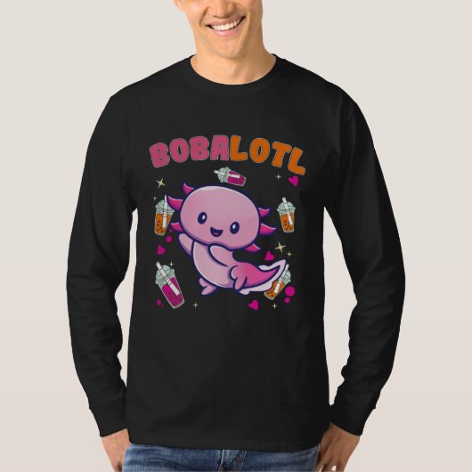 Bobalotl Axolotl Boba Tea Bubble Milk  4 T-shirt (Voorkant)