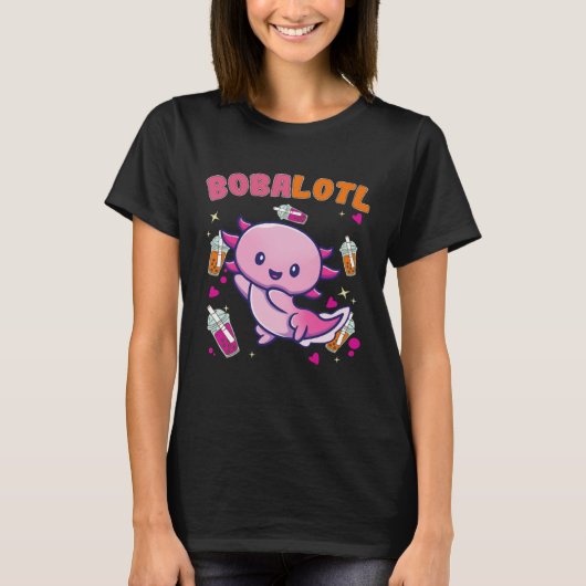 Bobalotl Axolotl Boba Tea Bubble Milk  4 T-shirt (Voorkant)