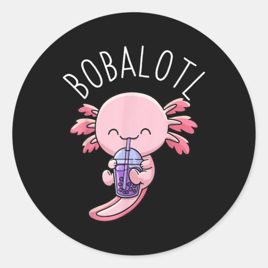 Bobalotl Axolotl Boba Tea Bubble Milk Ronde Sticker (Voorkant)