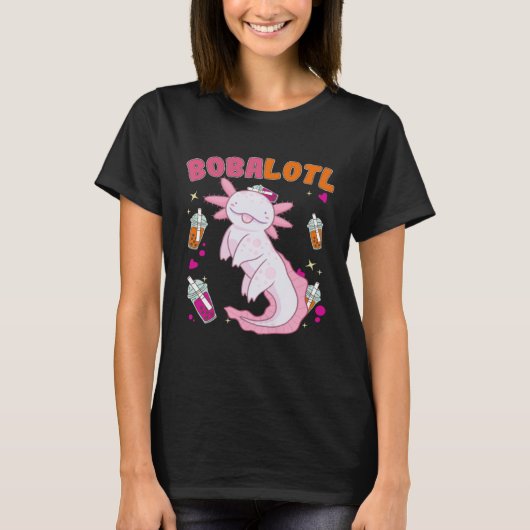 Bobalotl Axolotl Boba Tea Bubble Milk T-shirt (Voorkant)