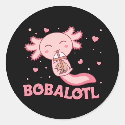 Bobalotl Axolotl Lovers Sweet Animals Bubble Tea C Ronde Sticker (Voorkant)