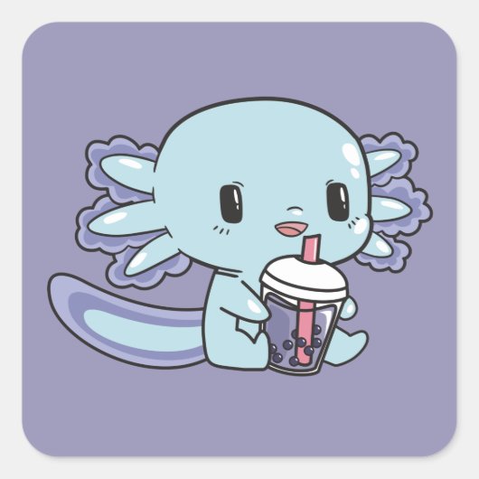 Bobalotl Axolotl Lovers Sweet Animals Bubble Tea S Vierkante Sticker (Voorkant)