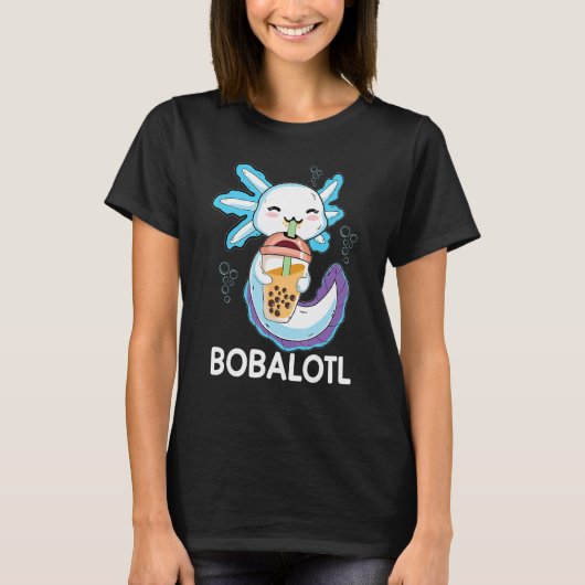 Bobalotl Axolotl Milk Tea Axolotl Drinking Boba Te T-shirt (Voorkant)