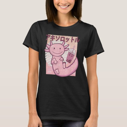 Bobalotl Axolotl Milk Tea Axolotl Drinking Boba Te T-shirt (Voorkant)