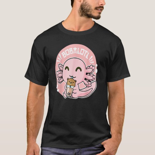 Bobalotl Axolotl Milk Tea Axolotl Drinking Boba Te T-shirt (Voorkant)