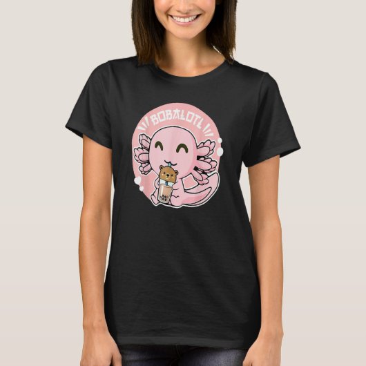 Bobalotl Axolotl Milk Tea Axolotl Drinking Boba Te T-shirt (Voorkant)