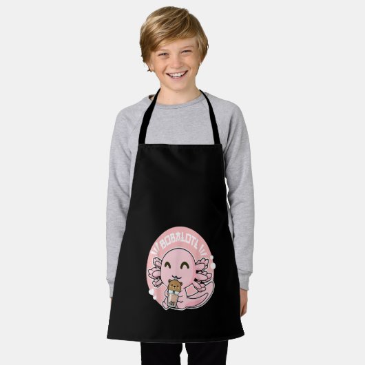 Bobalotl Cute Axolotl Boba Bubble Milk Tea Schort (Gedragen)