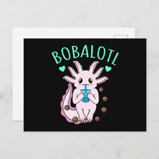 Bobalotl Kawaii Animal Axolotl Lover Pet Eigenaar Uitnodiging Briefkaart (Voorkant / Achterkant)