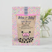 Bobas voor Baby Pink Boba Tea geïnspireerd Baby sh Kaart (Staand voorkant)