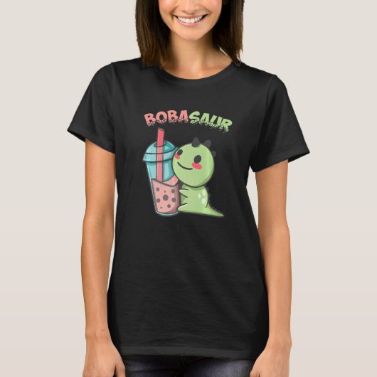 Bobasaur Bubble Tea Pun Boba Tea Drink Fan T-shirt (Voorkant)