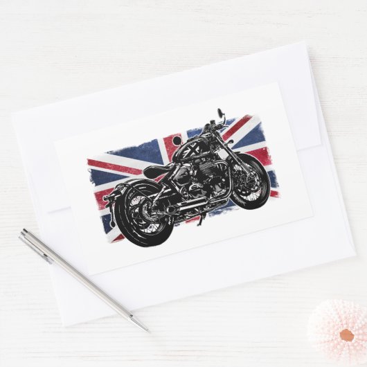 Bobber Motorcycle, fietsen, Groot-Brittannië Rechthoekige Sticker (Envelop)