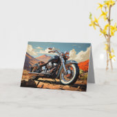 Bobber Motorcycle Kaart - Desert Achtergrond (Gele Bloem)