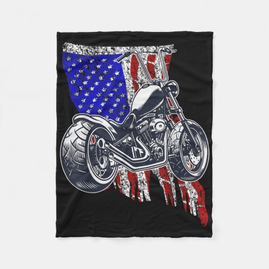Bobber Motorfiel 4 juli Herdenkingsdag Amer Fleece Deken (Voorkant)