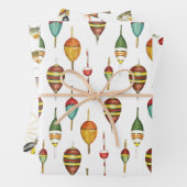 Bobbers, lokken en forel geschenkverpakking inpakpapier vel (In situ)