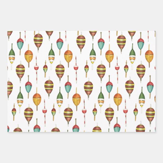 Bobbers, lokken en forel geschenkverpakking inpakpapier vel (Voorkant)