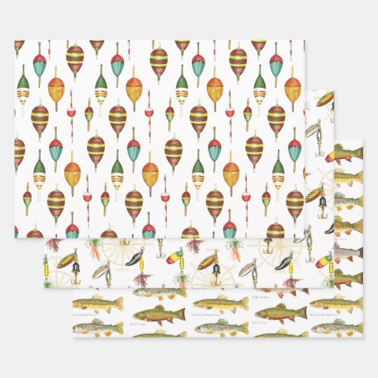 Bobbers, lokken en forel geschenkverpakking inpakpapier vel (Set)