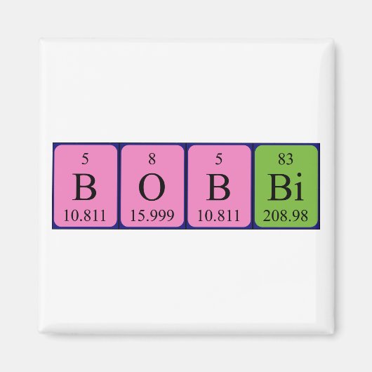 Bobbi periodieke tabelnaam magneet (Voorkant)