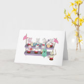 Bobble Head Kattenband Kaart (Gele Bloem)