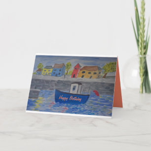 Bobby Boat Birthday Card voegt tekst/naam toe Kaart