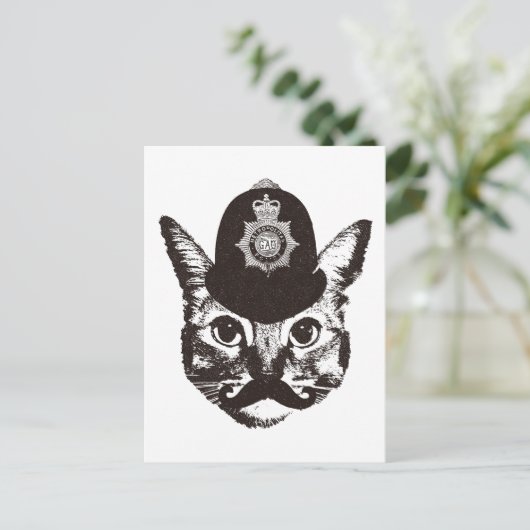 Bobby Cat Politie Briefkaart (Staand voorkant)