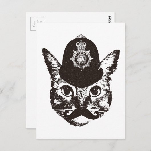 Bobby Cat Politie Briefkaart (Voorkant / Achterkant)