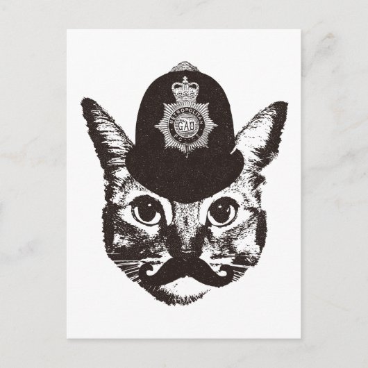 Bobby Cat Politie Briefkaart (Voorkant)