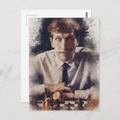 Bobby Fischer ✪ Aesthethetische Schaak Waterverf A Briefkaart (Voorkant / Achterkant)