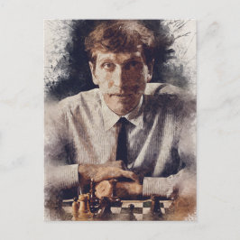 Bobby Fischer ✪ Aesthethetische Schaak Waterverf A Briefkaart