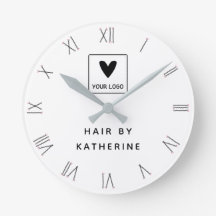 Bobby Pin Roman Numerals Hair Salon Name Logo