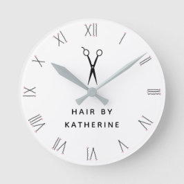 Bobby Pin Roman Numerals Scissor White Hair Salon Ronde Klok