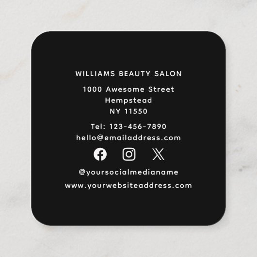 Bobby Pins Hair Stylist Haarstylist Hairdresser Vierkante Visitekaartje (Achterkant)