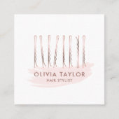 Bobby Pins Hair Stylist Hair Salon Hairdresser Vierkante Visitekaartje (Voorkant)