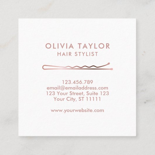 Bobby Pins Hair Stylist Hair Salon Hairdresser Vierkante Visitekaartje (Achterkant)