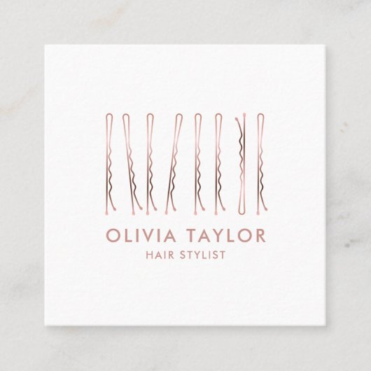 Bobby Pins Hair Stylist Hair Salon Hairdresser Vierkante Visitekaartje (Voorkant)
