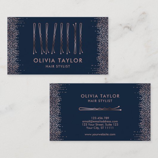 Bobby Pins Hair Stylist Hair Salon Hairdresser Visitekaartje (Voorkant / Achterkant)