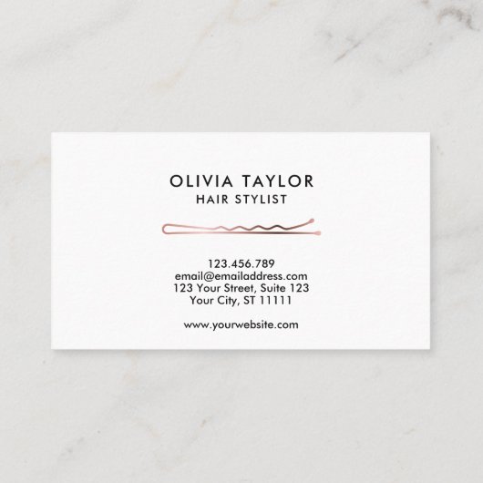 Bobby Pins Hair Stylist Hair Salon Hairdresser Visitekaartje (Achterkant)