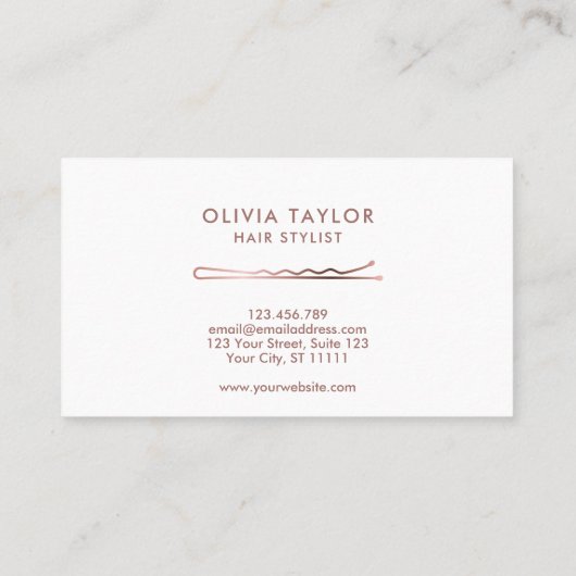 Bobby Pins Hair Stylist Hair Salon Hairdresser Visitekaartje (Achterkant)