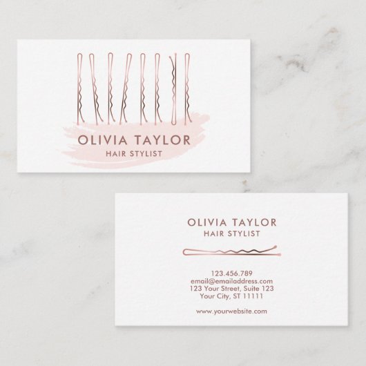 Bobby Pins Hair Stylist Hair Salon Hairdresser Visitekaartje (Voorkant / Achterkant)