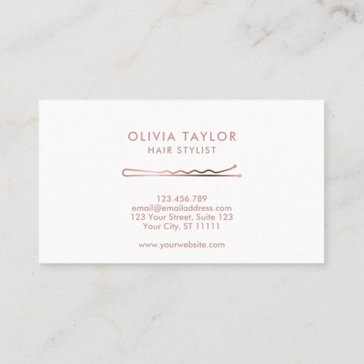 Bobby Pins Hair Stylist Hair Salon Hairdresser Visitekaartje (Achterkant)