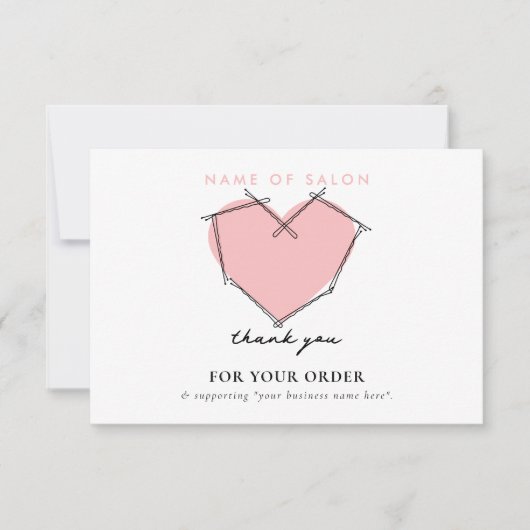 Bobby Pins Logo Haar Stylist Roze Dank u Bedankkaart (Voorkant)