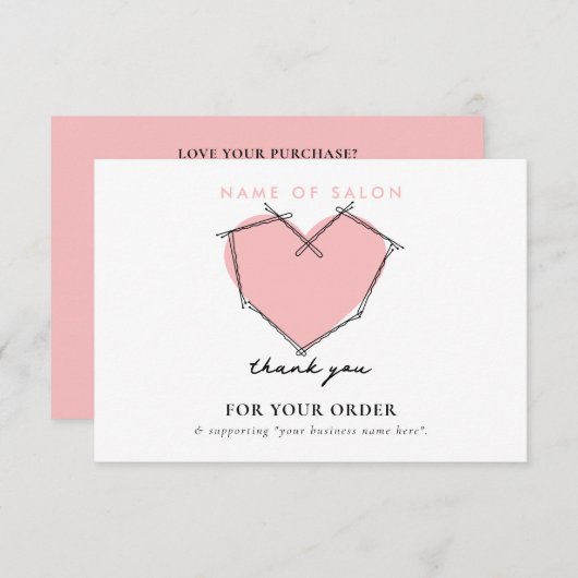 Bobby Pins Logo Haar Stylist Roze Dank u Bedankkaart (Voorkant / Achterkant)