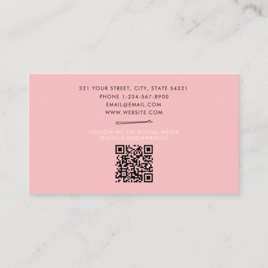 Bobby Pins Logo Haar Stylist Roze Loyalty Kaart (Achterkant)