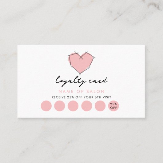 Bobby Pins Logo Haar Stylist Roze Loyalty Kaart (Voorkant)